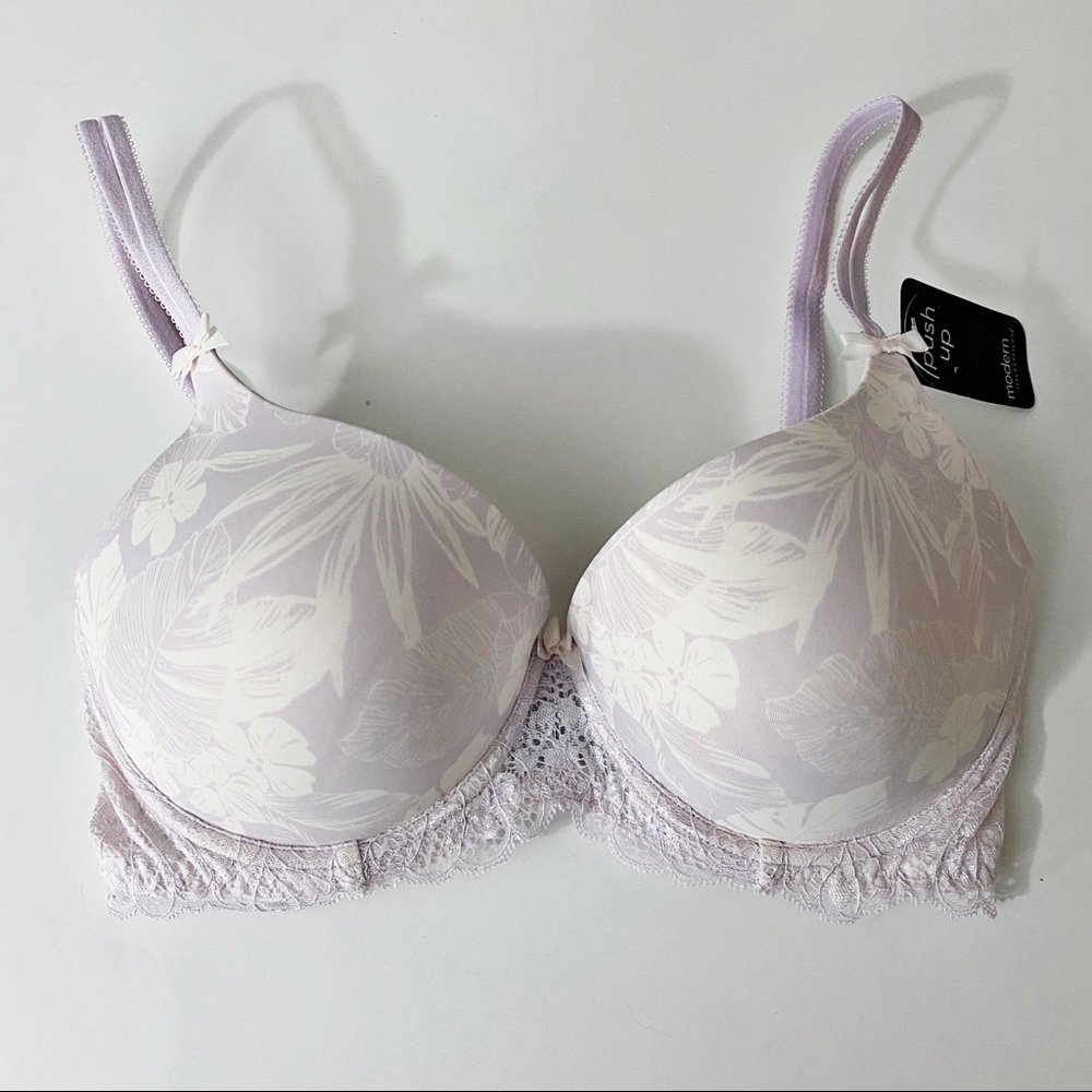 Lavender & White Modern Movement Push-up Bra